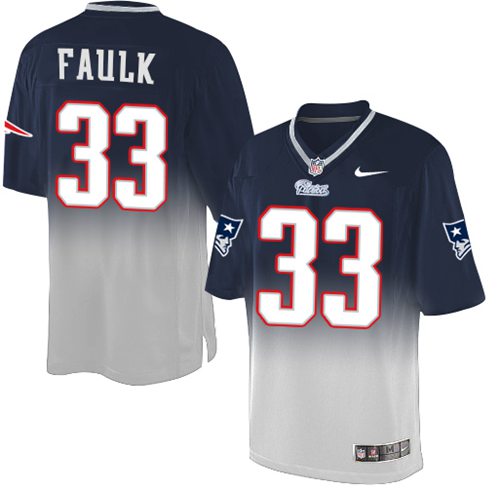 Nike Patriots #33 Kevin Faulk Navy Blue/Grey Men's Stitched NFL Elite Fadeaway Fashion Jersey