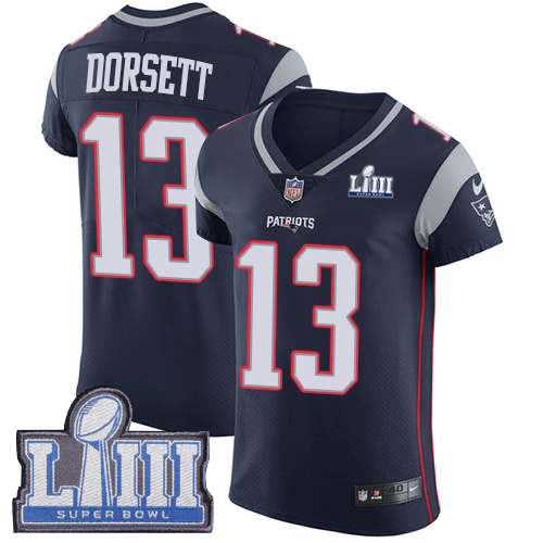 Nike Patriots #13 Phillip Dorsett Navy Blue Team Color Super Bowl LIII Bound Men's Stitched NFL Vapor Untouchable Elite Jersey