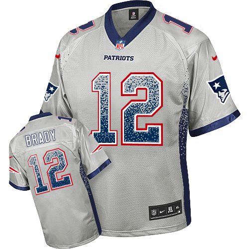 Nike Patriots #12 Tom Brady Grey Men's Stitched NFL Elite Drift Fashion Jersey - Click Image to Close