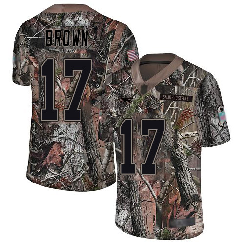 Patriots #17 Antonio Brown Camo Men's Stitched Football Limited Rush Realtree Jersey