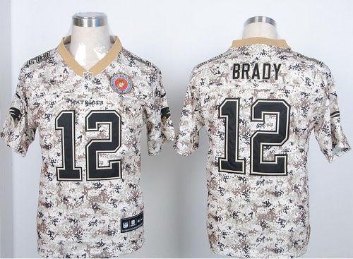 Nike Patriots #12 Tom Brady Camo USMC Men's Stitched NFL Elite Jersey