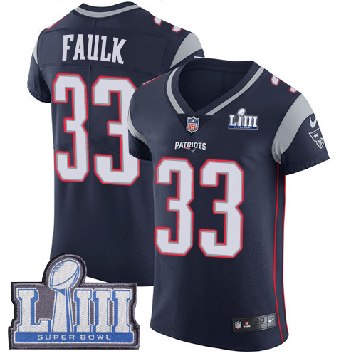 Nike Patriots #33 Kevin Faulk Navy Blue Team Color Super Bowl LIII Bound Men's Stitched NFL Vapor Untouchable Elite Jersey - Click Image to Close