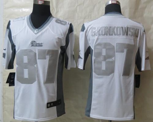 Nike Patriots #87 Rob Gronkowski White Men's Stitched NFL Limited Platinum Jersey