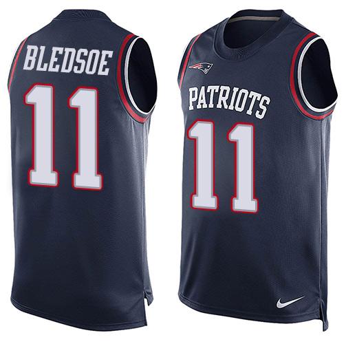 Nike Patriots #11 Drew Bledsoe Navy Blue Team Color Men's Stitched NFL Limited Tank Top Jersey - Click Image to Close