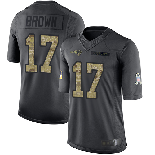 Patriots #17 Antonio Brown Black Men's Stitched Football Limited 2016 Salute To Service Jersey