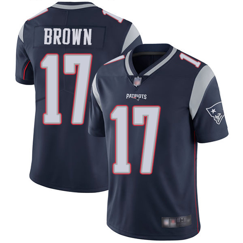 Patriots #17 Antonio Brown Navy Blue Team Color Men's Stitched Football Vapor Untouchable Limited Jersey - Click Image to Close