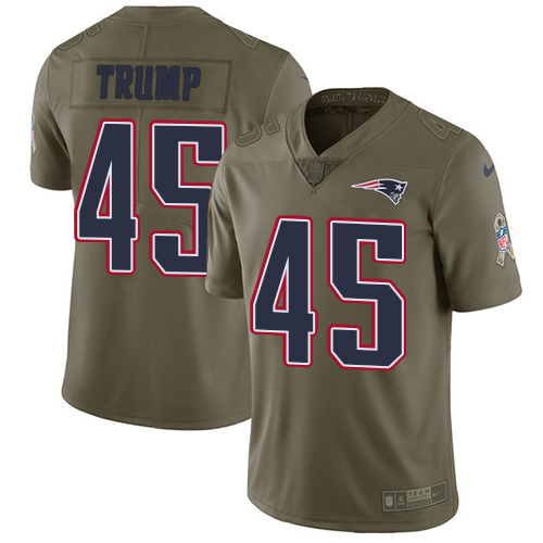 Nike Patriots #45 Donald Trump Olive Men's Stitched NFL Limited 2017 Salute To Service Jersey