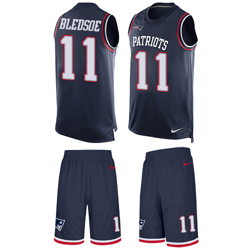 Nike Patriots #11 Drew Bledsoe Navy Blue Team Color Men's Stitched NFL Limited Tank Top Suit Jersey - Click Image to Close