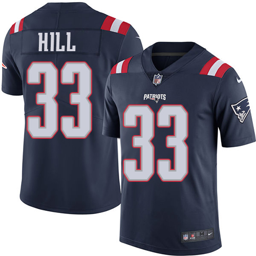 Nike Patriots #33 Jeremy Hill Navy Blue Men's Stitched NFL Limited Rush Jersey - Click Image to Close