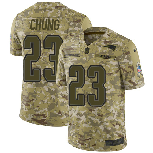 Nike Patriots #23 Patrick Chung Camo Men's Stitched NFL Limited 2018 Salute To Service Jersey - Click Image to Close