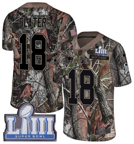 Nike Patriots #18 Matt Slater Camo Super Bowl LIII Bound Men's Stitched NFL Limited Rush Realtree Jersey