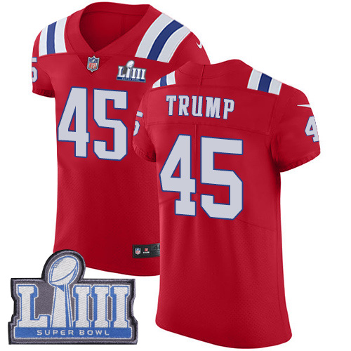 Nike Patriots #45 Donald Trump Red Alternate Super Bowl LIII Bound Men's Stitched NFL Vapor Untouchable Elite Jersey