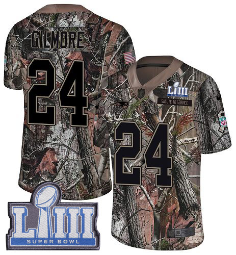 Nike Patriots #24 Stephon Gilmore Camo Super Bowl LIII Bound Men's Stitched NFL Limited Rush Realtree Jersey