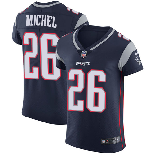 Nike Patriots #26 Sony Michel Navy Blue Team Color Men's Stitched NFL Vapor Untouchable Elite Jersey - Click Image to Close