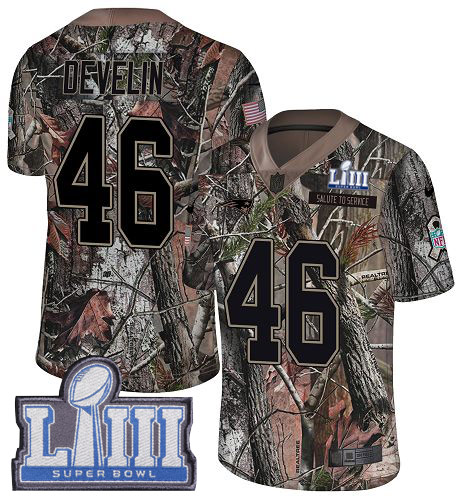 Nike Patriots #46 James Develin Camo Super Bowl LIII Bound Men's Stitched NFL Limited Rush Realtree Jersey