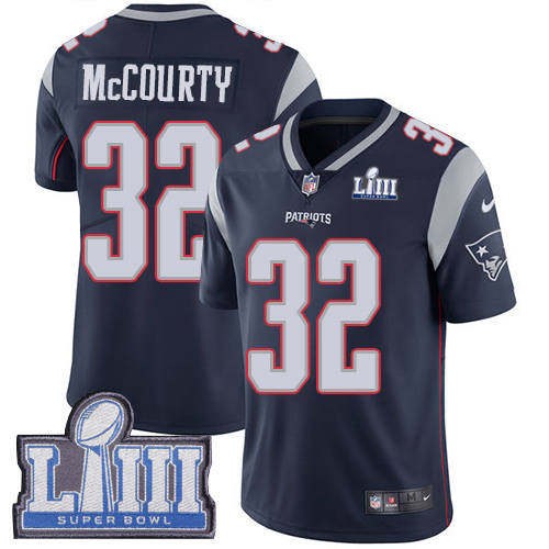 Nike Patriots #32 Devin McCourty Navy Blue Team Color Super Bowl LIII Bound Men's Stitched NFL Vapor Untouchable Limited Jersey - Click Image to Close