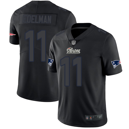 Patriots #11 Julian Edelman Black Men's Stitched Football Limited Rush Impact Jersey