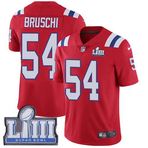 Nike Patriots #54 Tedy Bruschi Red Alternate Super Bowl LIII Bound Men's Stitched NFL Vapor Untouchable Limited Jersey - Click Image to Close