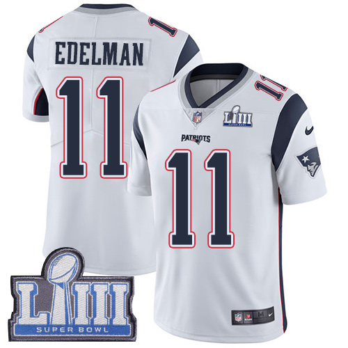 Nike Patriots #11 Julian Edelman White Super Bowl LIII Bound Men's Stitched NFL Vapor Untouchable Limited Jersey