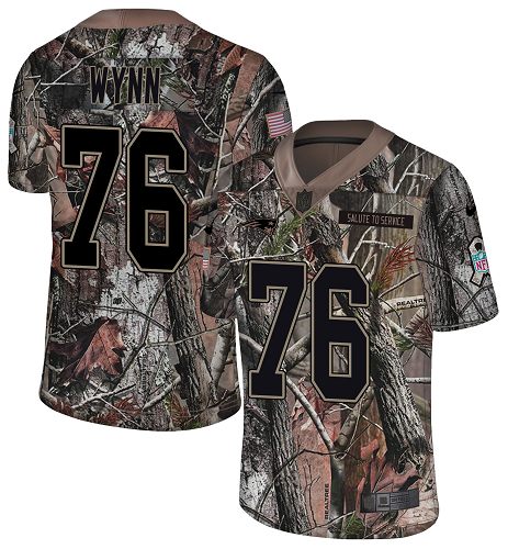 Nike Patriots #76 Isaiah Wynn Camo Men's Stitched NFL Limited Rush Realtree Jersey