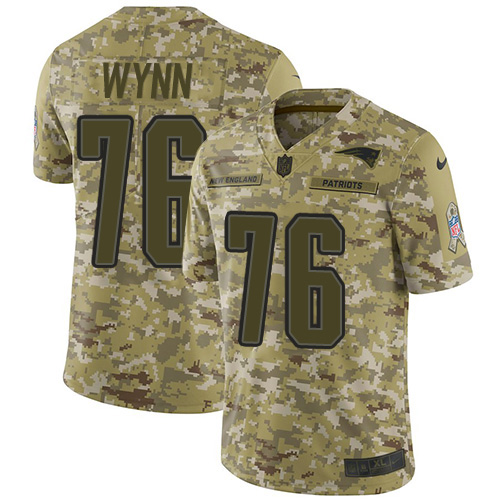 Nike Patriots #76 Isaiah Wynn Camo Men's Stitched NFL Limited 2018 Salute To Service Jersey - Click Image to Close