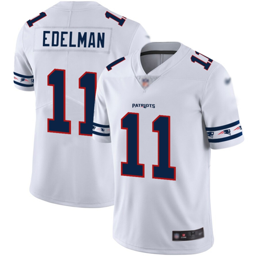 Patriots #11 Julian Edelman White Men's Stitched Football Limited Team Logo Fashion Jersey