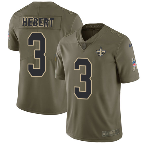 Nike Saints #3 Bobby Hebert Olive Men's Stitched NFL Limited 2017 Salute To Service Jersey