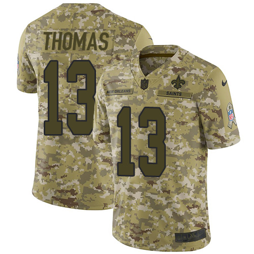 Nike Saints #13 Michael Thomas Camo Men's Stitched NFL Limited 2018 Salute To Service Jersey - Click Image to Close