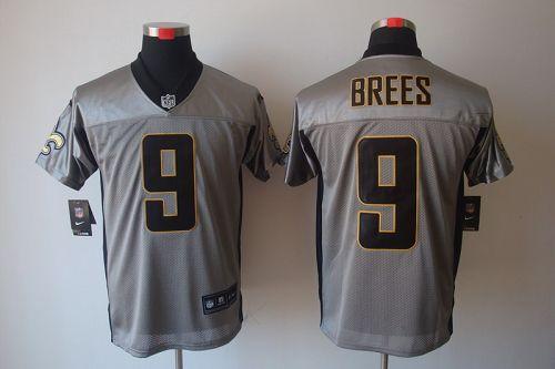 Nike Saints #9 Drew Brees Grey Shadow Men's Stitched NFL Elite Jersey