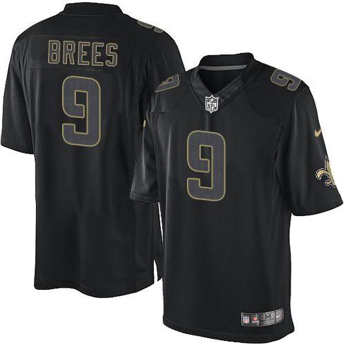 Nike Saints #9 Drew Brees Black Men's Stitched NFL Impact Limited Jersey - Click Image to Close