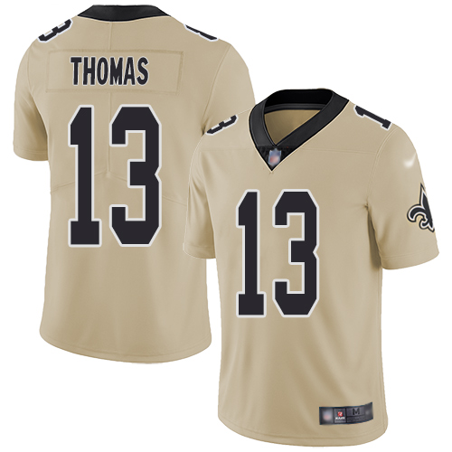 Saints #13 Michael Thomas Gold Men's Stitched Football Limited Inverted Legend Jersey - Click Image to Close