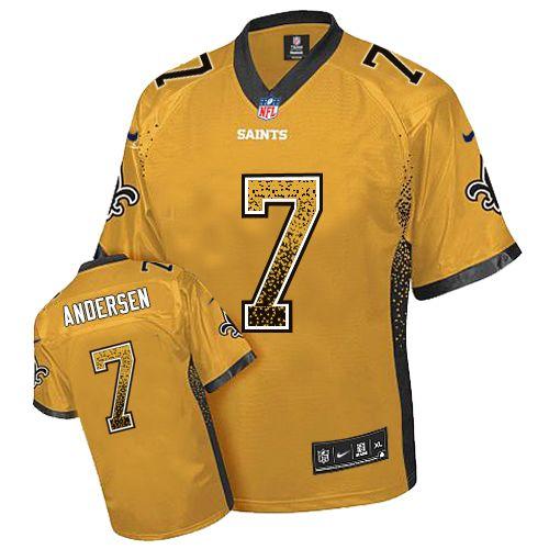 Nike Saints #7 Morten Andersen Gold Men's Stitched NFL Elite Drift Fashion Jersey