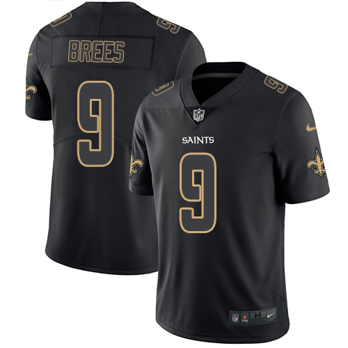 Nike Saints #9 Drew Brees Black Men's Stitched NFL Limited Rush Impact Jersey