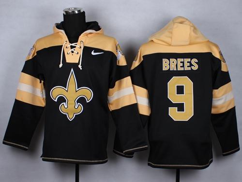 Nike Saints #9 Drew Brees Black Player Pullover NFL Hoodie