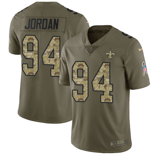 Nike Saints #94 Cameron Jordan Olive/Camo Men's Stitched NFL Limited 2017 Salute To Service Jersey