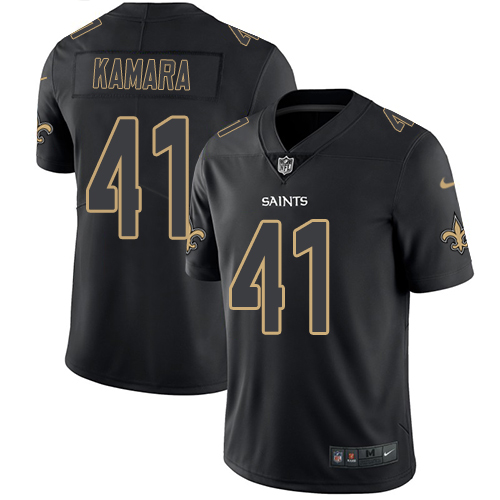 Nike Saints #41 Alvin Kamara Black Men's Stitched NFL Limited Rush Impact Jersey - Click Image to Close