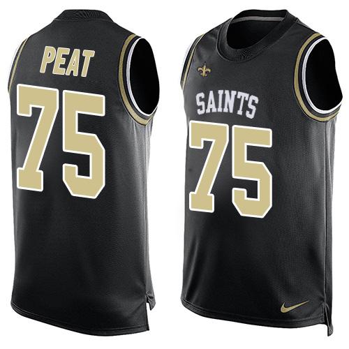 Nike Saints #75 Andrus Peat Black Team Color Men's Stitched NFL Limited Tank Top Jersey