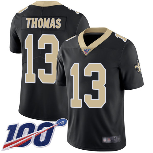 Saints #13 Michael Thomas Black Team Color Men's Stitched Football 100th Season Vapor Limited Jersey