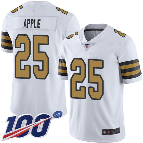 Saints #25 Eli Apple White Men's Stitched Football Limited Rush 100th Season Jersey