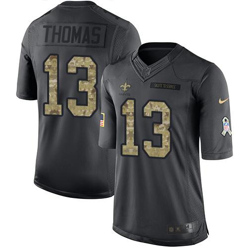 Nike Saints #13 Michael Thomas Black Men's Stitched NFL Limited 2016 Salute To Service Jersey