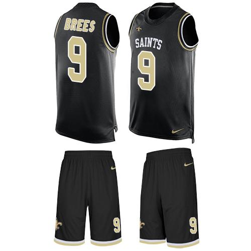 Nike Saints #9 Drew Brees Black Team Color Men's Stitched NFL Limited Tank Top Suit Jersey - Click Image to Close