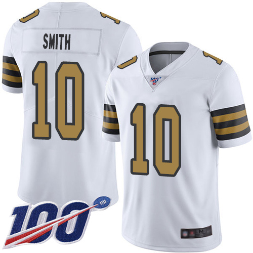 Saints #10 Tre'Quan Smith White Men's Stitched Football Limited Rush 100th Season Jersey