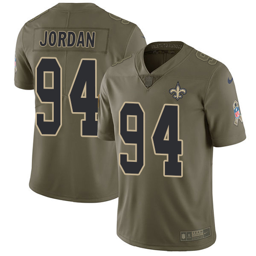 Nike Saints #94 Cameron Jordan Olive Men's Stitched NFL Limited 2017 Salute To Service Jersey - Click Image to Close