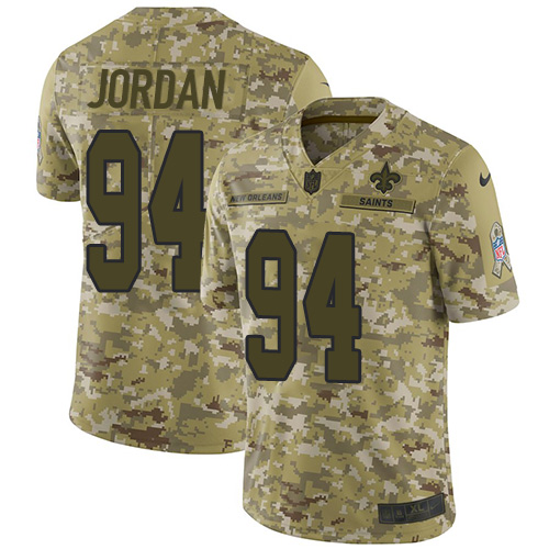 Nike Saints #94 Cameron Jordan Camo Men's Stitched NFL Limited 2018 Salute To Service Jersey - Click Image to Close