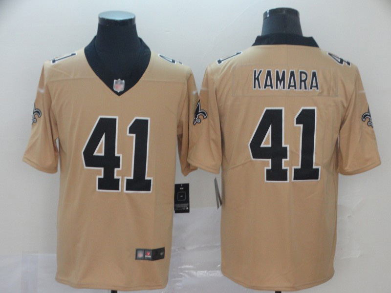 Saints #41 Alvin Kamara Gold Men's Stitched Football Limited Inverted Legend Jersey - Click Image to Close