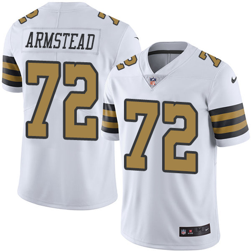 Nike Saints #72 Terron Armstead White Men's Stitched NFL Limited Rush Jersey - Click Image to Close