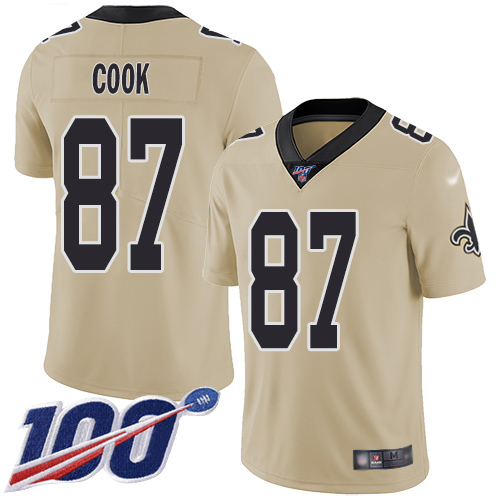 Saints #87 Jared Cook Gold Men's Stitched Football Limited Inverted Legend 100th Season Jersey