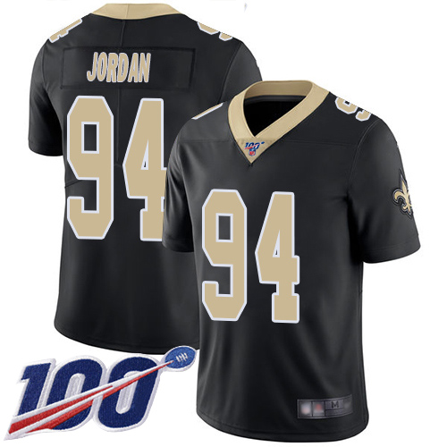 Saints #94 Cameron Jordan Black Team Color Men's Stitched Football 100th Season Vapor Limited Jersey