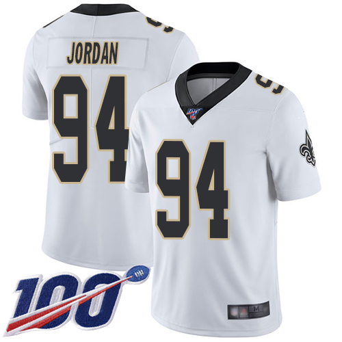 Saints #94 Cameron Jordan White Men's Stitched Football 100th Season Vapor Limited Jersey