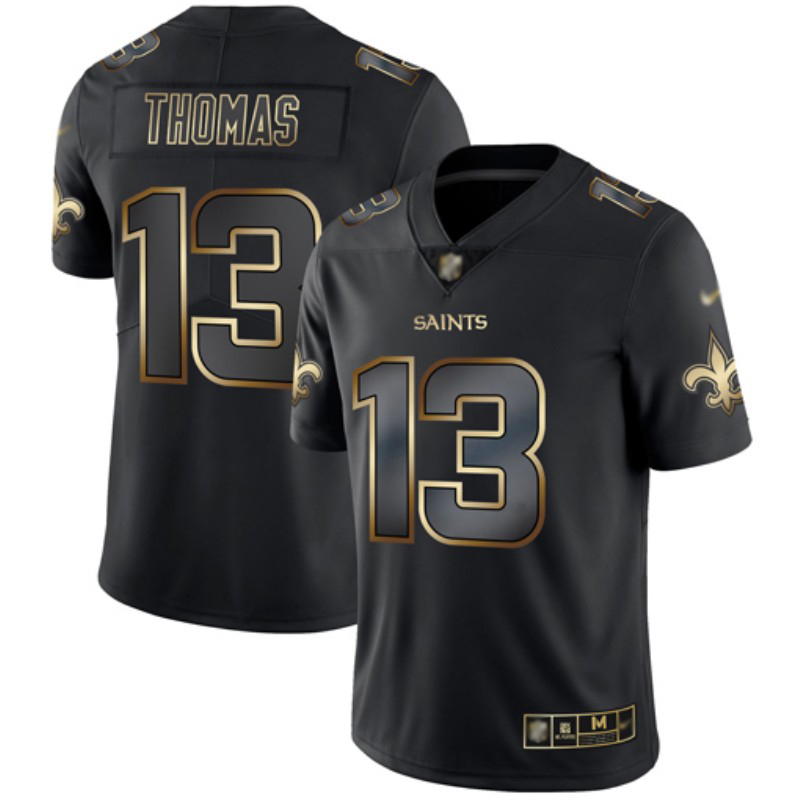 Saints #13 Michael Thomas Black/Gold Men's Stitched Football Vapor Untouchable Limited Jersey